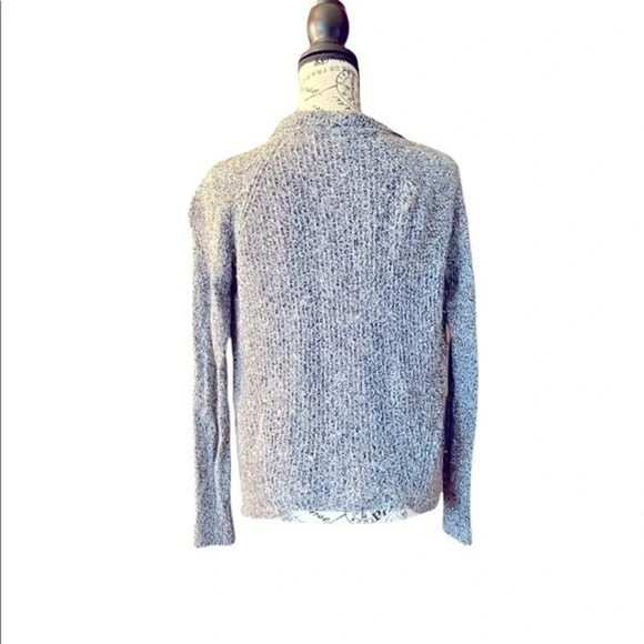 Lou & gray black white tight knit long sleeve open cardigan sweater marled XS - Picture 4 of 8